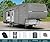RV Cover Fifth Wheel 41ft-44ft Waterproof, Scratch-Resistant 7 Layers Top with Inner Cotton Moving Trailer Covers Anti-UV Motorhome RV Winter Cover 2 Extra Windproof Straps 6 Gutter Cover