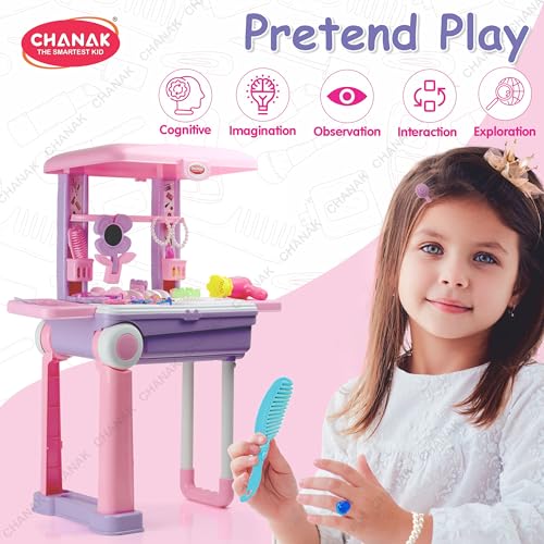 Image of Chanak Beauty Set Suitcase on Wheel - Ultimate Makeup Kit for Girls, Easy to Clean & Use, Portable with 23 Pieces, 3 Years BIS Approved (Trolley)