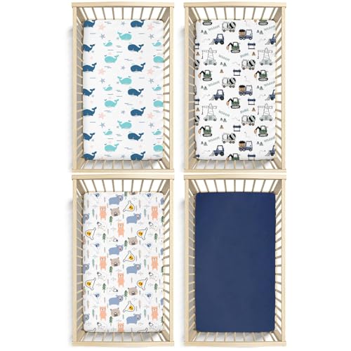 Image of Little Grape Land 4 Pack Baby Crib Sheets for Standard Crib Mattress,52x28