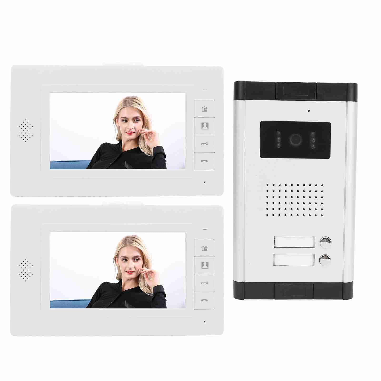 Videocitofono, Monitor TFT da 7 Pollici con Telecamera a Visione Notturna, Chiamata Bidirezionale, Sblocco Remoto, Campanello a Colori con Visione Notturna, (Spina europea da 100 a 240 V)