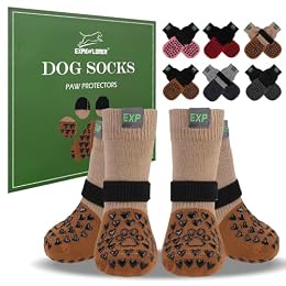 EXPAWLORER Anti Slip Dog Socks to Prevent Licking Paws - Dog Boots & Paw Protectors for Winter, Dog Booties for Hardwood Floors, Dog Shoes for Cold/Hot Pavement, Small Medium Large Senior Dogs