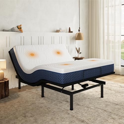 Image of Adjustable Bed Frame Full and 10 inch Firm Gel Memory Foam Mattress，Massage，Memory Positions，Head and Foot Incline,Zero Gravity，Dual USB Ports，Under Bed Lights，Anti-Snore，Easy Assembly