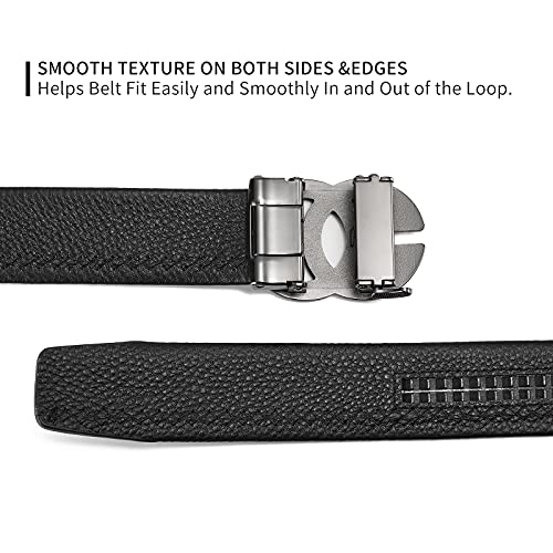 Image of ARIMIA Fashion Mens Real Leather Ratchet Belt Black Adjustable Length Full Grain Soft Genuine Cowhide Strap 1.5 Inch Wide