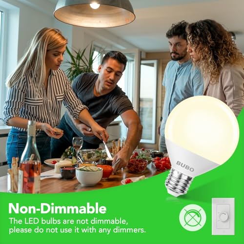Image of BUBO Vanity Light Bulbs 60 Watt Equivalent, Globe Light Bulb Warm White 3000K, G25 Round Light Bulbs for Bathroom 800 Lumens, E26 Medium Base, 7W, Non-Dimmable, 6 Pack