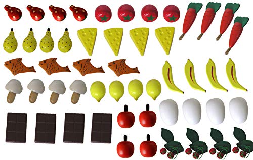 Megashop 2000 52 teiliges Lebensmittel Set aus Holz für Kaufladen und Kinderküche
