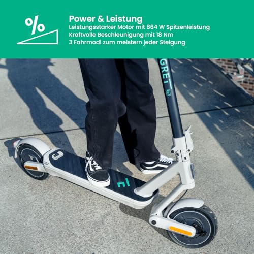 Egret Ey! 3 Faltbarer E-Scooter mit Stra&szlig;enzulassung, 9 Luftbereifung + Federung, Reichweite bis 30 km, Blinker, App-Steuerung, maximale Zuladung 120kg