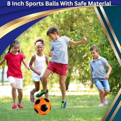 Image of GRAPHENE 8 Inch Football for Kids Toddlers Bouncy Rubber Soccer Ball for Boy Girl 3+ Year No Air Needed Playground Soft Jumping Bouncing Ball for Sports Indoor Outdoor Games Pack of 1