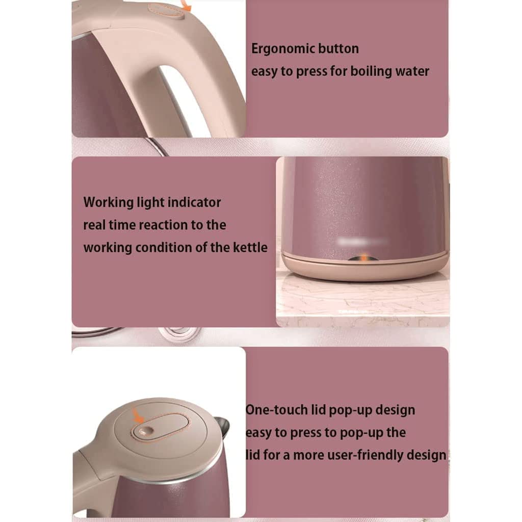 Bollitore elettrico da 1,7 l, design con interruttore a 1 pulsante, bollitore, struttura a doppia parete, bollitore d'acqua, spegnimento automatico, facile da usare