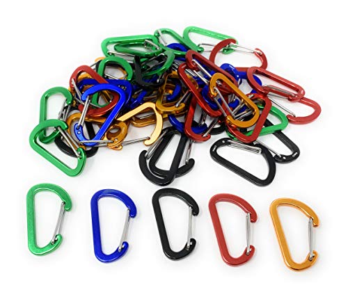 Funiverse Bulk 50 Pack of Wiregate Carabiner Keychains - 5 Color Assortment