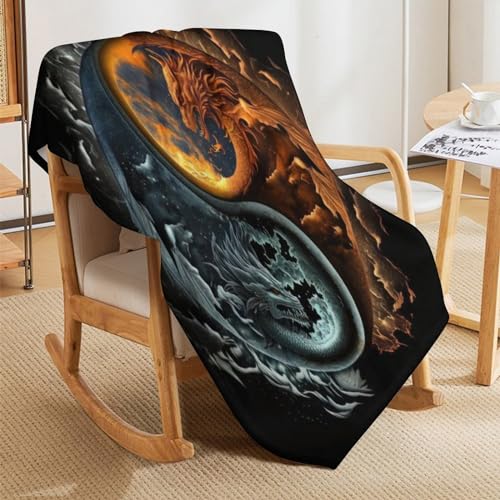 Couverture en flannel dragon douce anti-peluche plaid lit canapé - 7