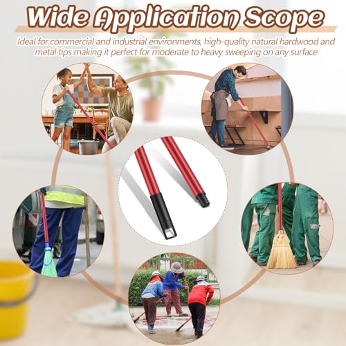 Image of Gisafai 46.5 Inch Broom Handle with Threaded Tip,Red,20 Pcs