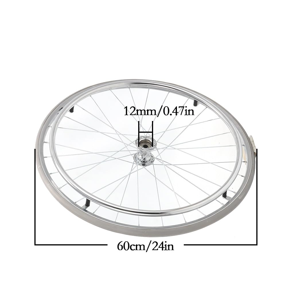 Rueda Trasera para Silla de Ruedas de 24 Pulgadas, Ruedas de Reemplazo Para Silla de Ruedas con Rodamientos y Volante, Neumático Sólido Antideslizante de PU, Cubo de Aleación de Aluminio, 1 Par ( Colo