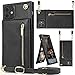 iPhone 11 case,Crossbody Wallet Case Leather with Card Holder,Kickstand,Magnetic Closure Flip Folio Zipper Purse,Adjustable Removable Strap,Square Corners Protective Back Cover for iPhone 11-Black