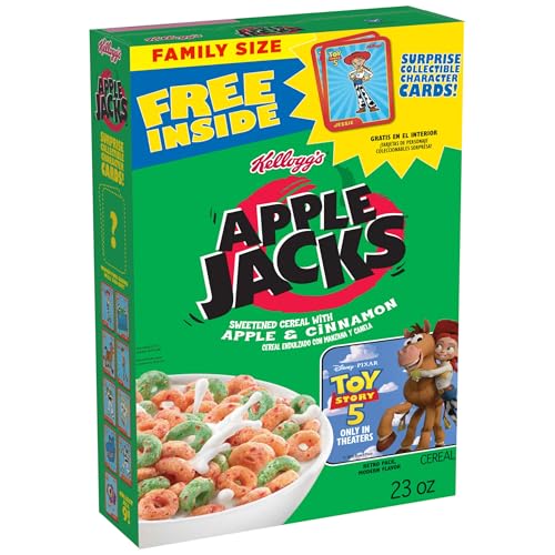 Kellogg’s Apple Jacks Breakfast Cereal, Kids Snacks, Family Breakfast, Giant Size, Original, 23oz Box (1 Box)