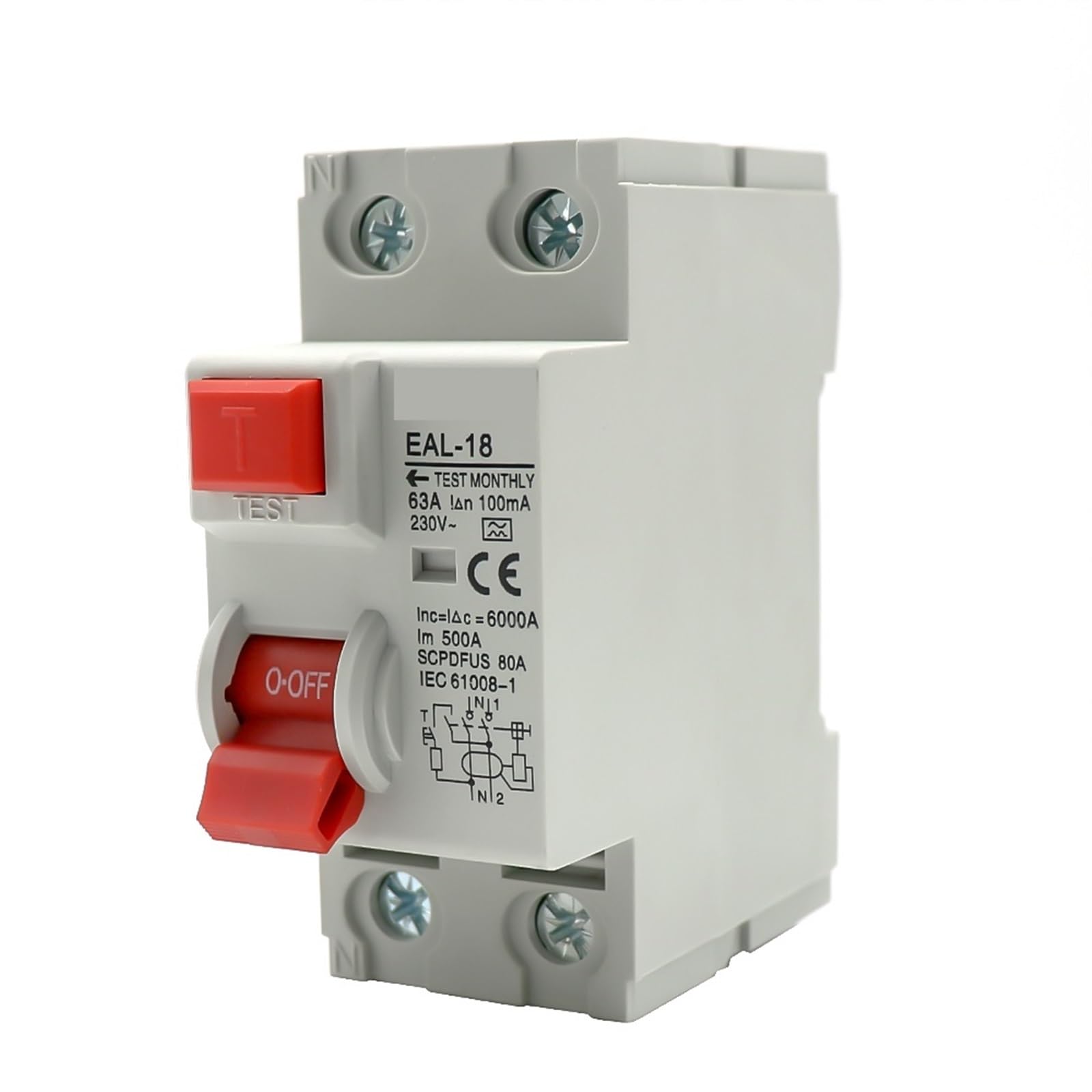 RCD disjoncteur différentiel électromagnétique 2P 10A 10mA type AC ELCB