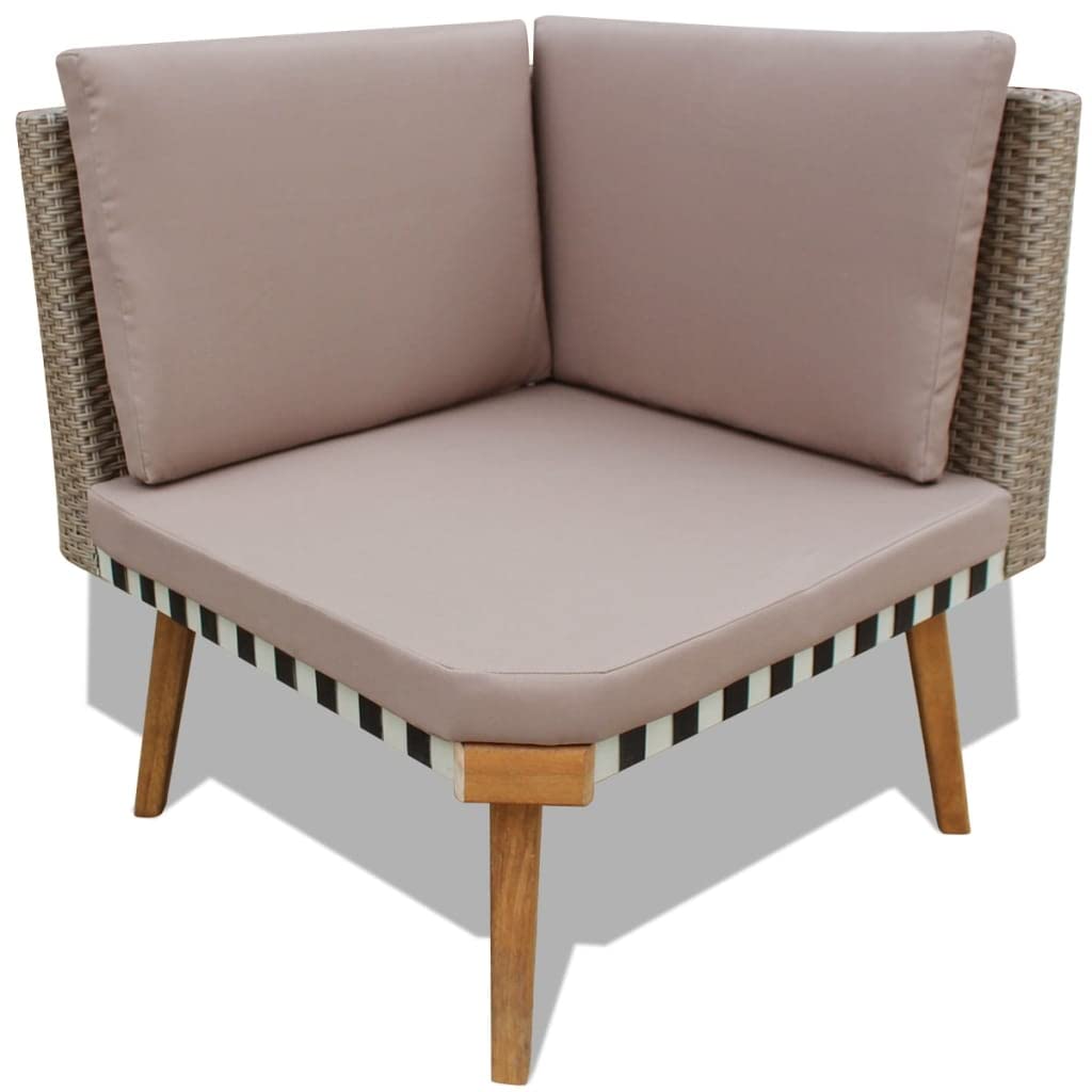Set Divani da Giardino 4 pz con Cuscini Polyrattan Grigio per Terrasse Balcone Patio e Veranda Spaziosi