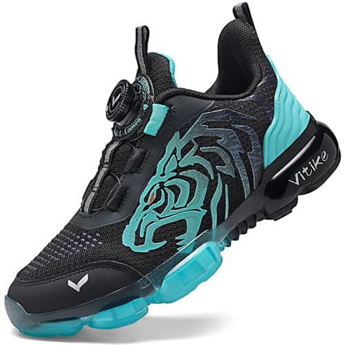 JMFCHI SPORTS - JMFCHI SPORTS Kids Sneakers Boys Girls Running Tennis Shoes Breathable Athletic Sports Casual Black Blue Big Kid Size 5