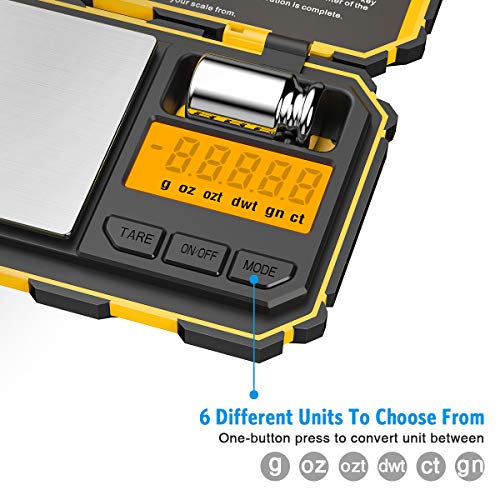 (Upgradaed) Amir Digital Mini Scale, 200G /0.01G Pocket Scale, 50G Calibration Weight, Electronic Smart Scale, 6 Units, Lcd Backlit Display, Tare, Auto Off, Stainless Steel (Battery Included) #TOP2