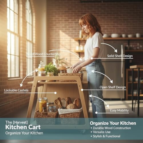 Image of Multipurpose Wood Trolley Storage Organiser and Kitchen Supplies Fruits, Vegetables, Onions, Cutlery, and a Trapezoid-Shaped Kitchen Storage Rack with 2 Layers Narural Color