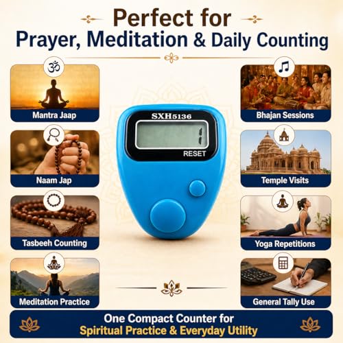 Image of Digital Jaap Counter Ring with Display, Naam Jap Counter Machine for Mantra Counting, Mala Jaap Counter, Tasbeeh Counter Ring, 5 Digit Chanting Count Machine for Prayer & Meditation