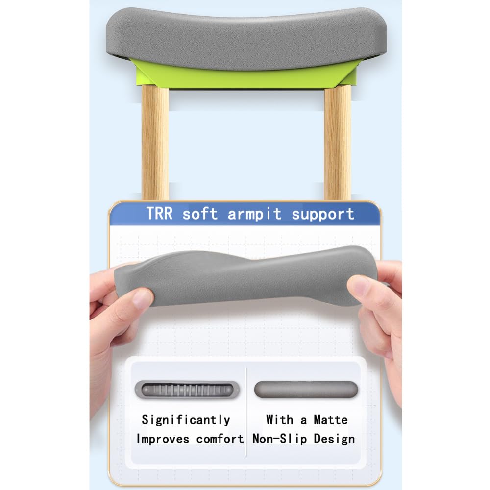 NEWFUN Muletas Adulto, Muletas Adulto Acolchadas, Muletas Plegables, Muletas, Capacidad de Carga 150 KG, Muletas de Aluminio con Apoyos Blandos para Antebrazos y Manos, Gris, 1 Par