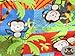 1 X Fleece Printed Fabric MULTI COLORED MONKEY / 58