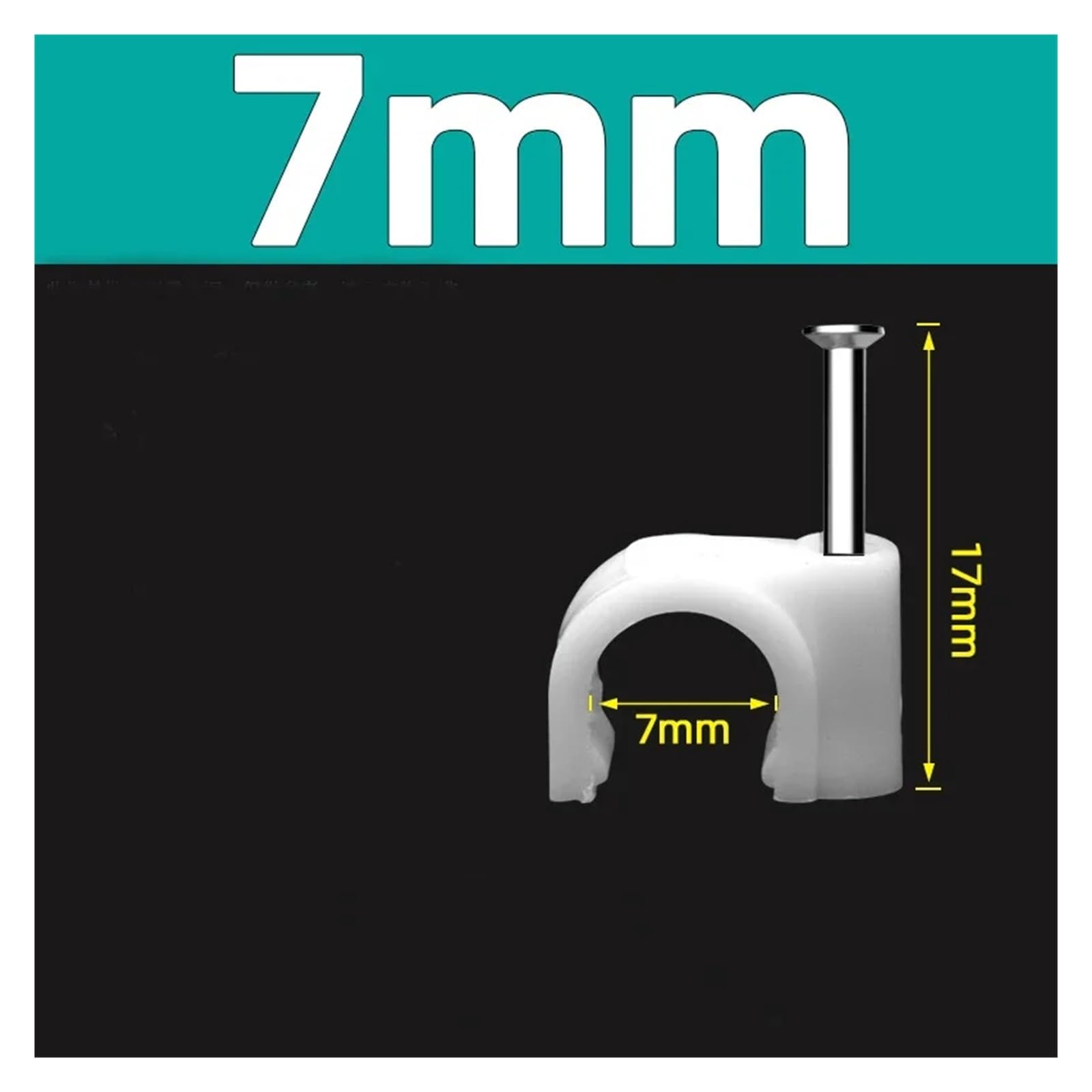 Clips for cables con clavos, 100 unidades, clip for de acero, gestión blanca 4-10 mm(7mm)