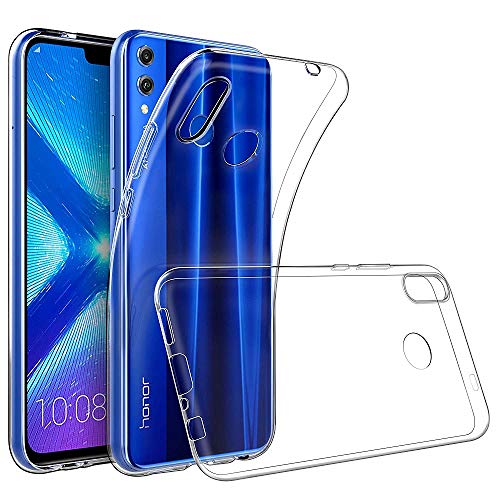 REY - Funda Carcasa Gel Transparente para Huawei Honor 8X, Ultra Fina 0,33mm, Silicona TPU de Alta Resistencia y Flexibilidad