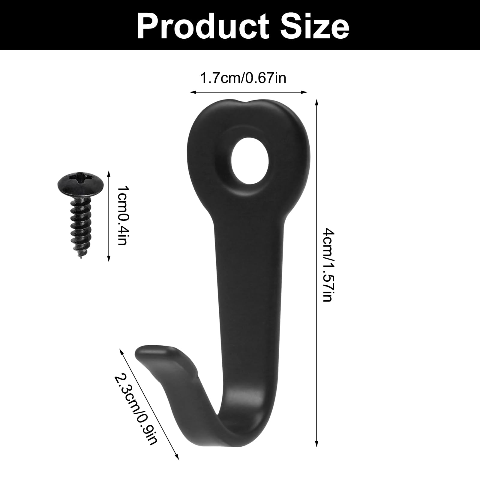 RMENOOR 10 Pezzi Ganci Appendiabiti da Parete con Viti Singoli in Metallo per Bagni, Camere da Letto, Armadi, Garage, Scantinati (Nero