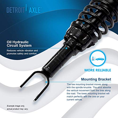 Image of Detroit Axle - 2 Rear Ready Struts for 1996-2000 Honda Civic 1997-2000 EL, Complete Struts & Coil Spring Assembly 1998 1999 Replacement Quick Install Ready Struts Shocks