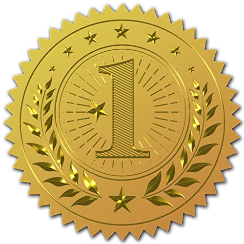 CRASPIRE 2" 1st Gold Foil Sticker Medal Award First Place 100pcs Certificate Seals Gold Embossed Round Embossed Foil Seal Stickers for Envelopes Invitation Card Diplomas Graduation Ofiicial by CRASPIRE - Used condition - US$11.32