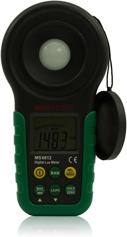 Mastech MS6612 Digital Luxmeter Illuminometer Light Meter Foot Candle Auto Range Peak 200000 Lux