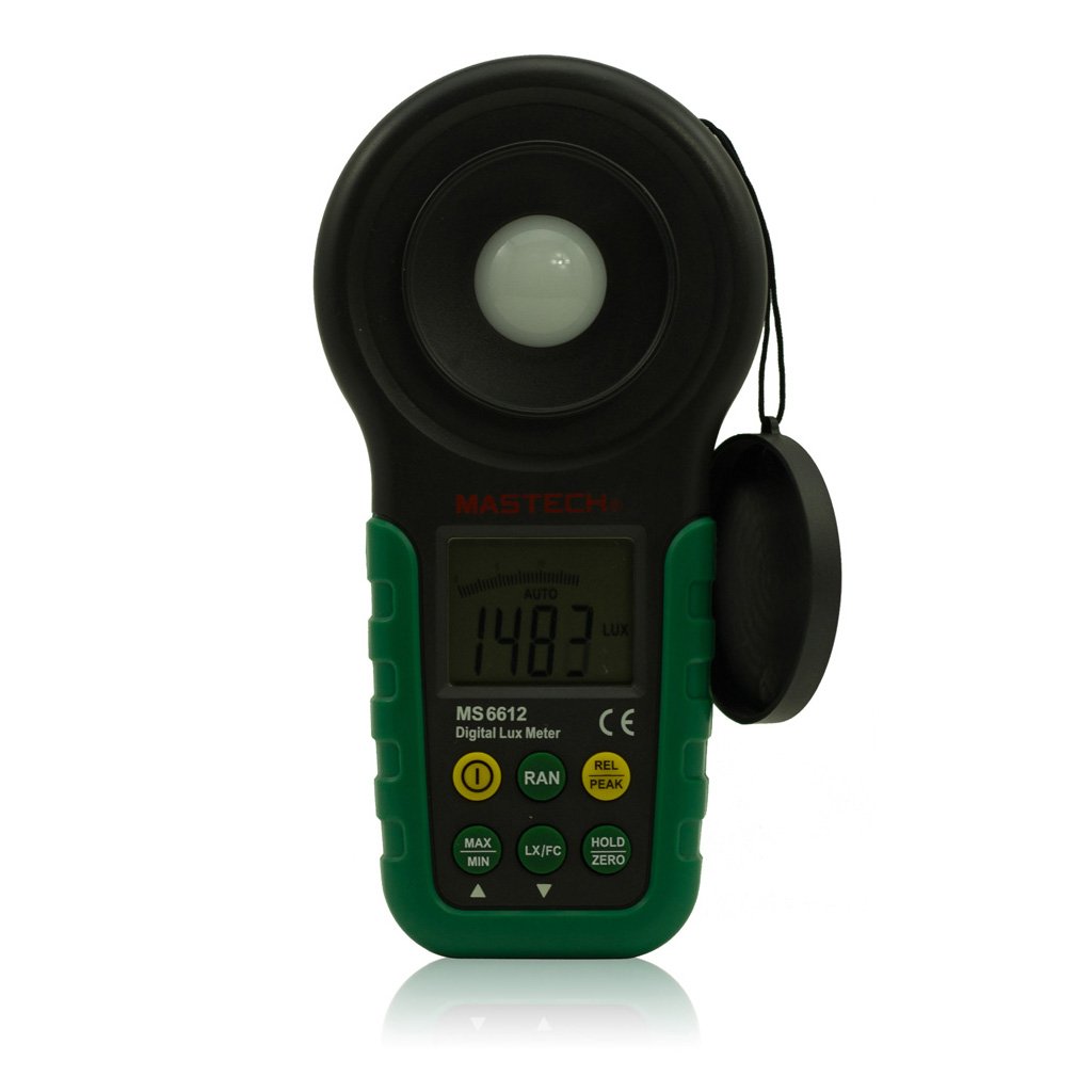 Mastech MS6612 Digital Luxmeter Illuminometer Light Meter Foot Candle Auto Range Peak 200000 Lux