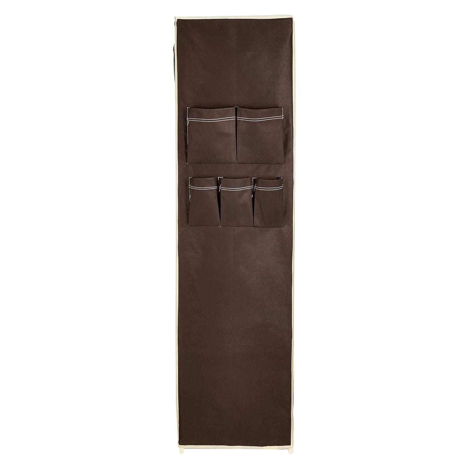 OBBO poartable Fabric,Plastic,Iron 3-Door Foldable Wardrobe Closet with shelevs and Hanging Rod-Lightweight,Foldable Storage Solution.10 Racks, 162 Cm, 44 Cm, 138 Cm-Grey - Image 5 thumbnail