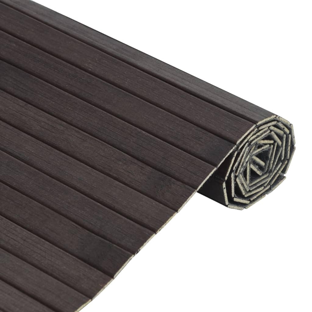 Rechteckiger Teppich Dunkelbraun 70 x 500 cm aus Bambus-Teppich Bambus Holz rutschfeste Matte Läufer Bambusmatte Küche Bad