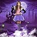 Funnysoft 5 Pcs Halloween Wolf Costume Accessories Includes Wolf Ears Purple Striped Socks Crystal Necklace Leather Choker Vampire Fangs Fake Teeth for Women Adults Halloween Cosplay Party