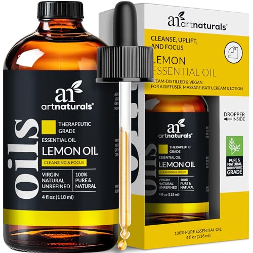 artnaturals Lemon Essential Oil (4.0 Fl Oz / 118ml) - 100% Pure Lemons Oils - Therapeutic Grade Best for Skin, Hair, Natural Solution, Aromatherapy & Diffuser