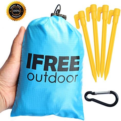 IFREE Pocket Beach Picnic Blanket,Waterproof Pocket Blanket Best for The Beach,Ultra Compact,Outdoor Blanket for Camping,Hiking,Festivals and Traveling (70" x 54")