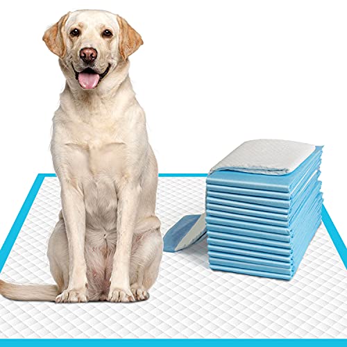 Image of IMMCUTE Dog Pee Pads Extra Large 28 inchx34 inch, X-Large Training Puppy Pee Pads Super Absorbent & Leak-Proof, XL Disposable Pet Piddle Pad and Potty Pads for Dogs, Puppies, Doggie (80 Count)