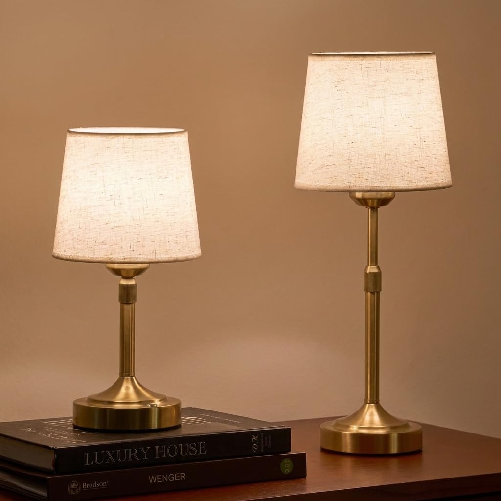 Photo 1 of 2 Pack Rechargeable Cordless Table Lamp - Small Table Lamp with 5200mAh Battery Operated, Bedside Lamps with 3 Color Temps & Stepless Dimming, Touch Control Wireless Lamps for Bedroom, Counter(Gold)