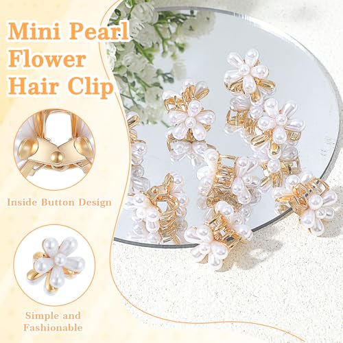 20 Pzas Mini Pinzas de Pelo con Perlas y Flores miniatura 3
