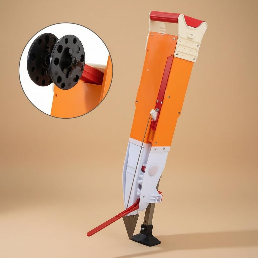 Manuelle Sämaschine, Metall, Anleitung beiliegend, Beet Sämaschine, Präzisionsaussaat, Für Agrarbetriebe, Orange, Einzelmund-Sämaschine mit 8 Saaträdern und Messlineal