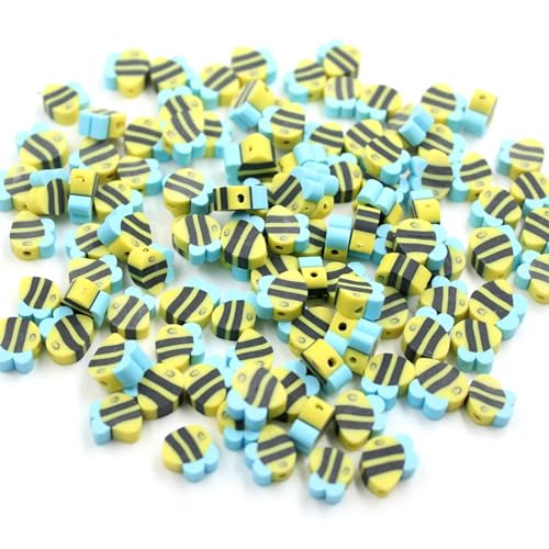 100 Pcs Polymer Clay Beads Mixed Heishi Spacer Beads Charms Supplies for DIY Bracelet Earring Necklace Jewelry Making (Bee)