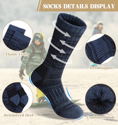 Justay 4 Pairs Merino Wool Socks for Women, Hiking Thermal Warm Winter Cozy Thick Boot Socks for Women Gifts2