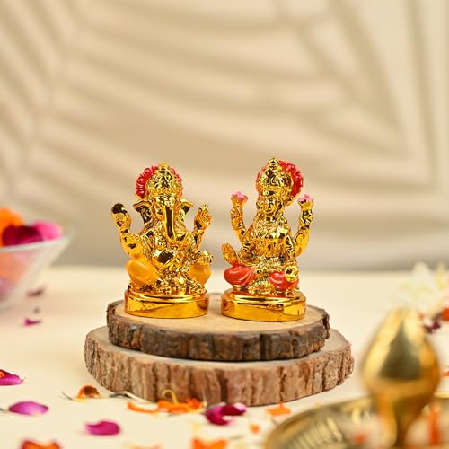 Image of ZAICUS Laxmi Ganesh Idol Set - Goddess Lakshmi & Lord Ganesha Murti for Home Mandir, Puja, Diwali & Housewarming Gift