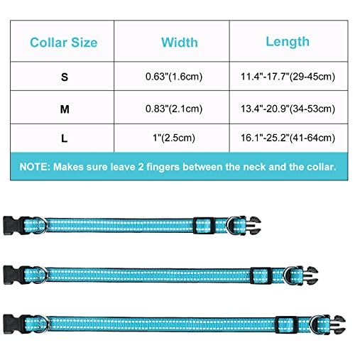 AUAUY Reflektierend Halsband Hund, Verstellbares Atmungsaktives Hundehalsband, Weich Gepolstertes Neopren Nylon Hunde Halsband mit AirTag-Hülle Doppel-D-Ring für Kleine Mittel Große Hunde(Blau-S)