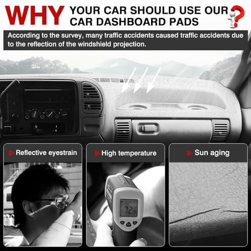 Image of Autorder Dashboard Cover Mat for 1995 1996 Chevy Chevrolet Silverado C /K 1500 2500 3500&Tahoe&Suburban /GMC Sierra&Yukon Pickup Truck Accessories Dash Cover Upgrade Velvet Dash Mat