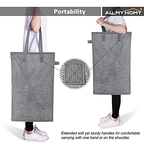 Allmyhomy Slim Laundry Hamper 45L, Tall Narrow Laundry Basket, Small Laundry Bin, Clothes Hampers Rectangle, Thin Laundry Storage Bin Skinny, Collapsible Laundry Bag, Clothes Baskets Organizer (Grey) #TOP2