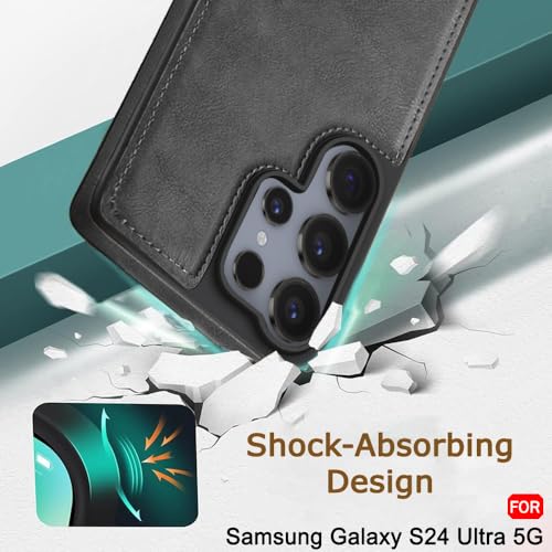 Image of TheGiftKart Genuine Leather Finish Back Cover Case for Samsung Galaxy S24 Ultra 5G | Shockproof Design | Raised Edges for Camera & Screen Protection | Stunning Minimalist Design Back Cover (Grey)