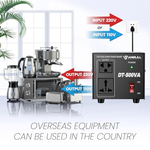 Anbull Voltage Converter 500W Voltage Transformer, Step Up Down 110v 220v, 220 to 110 Voltage Converter Heavy Duty Step Up & Down 50-60Hz4